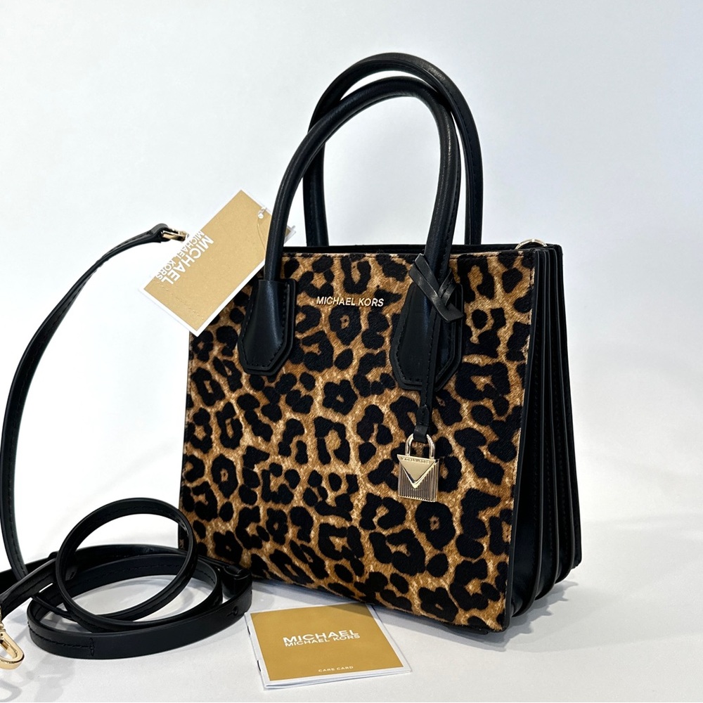 Michael Kors Mercer Medium Accordion Messenger Satchel Bag Real Haircalf Fur